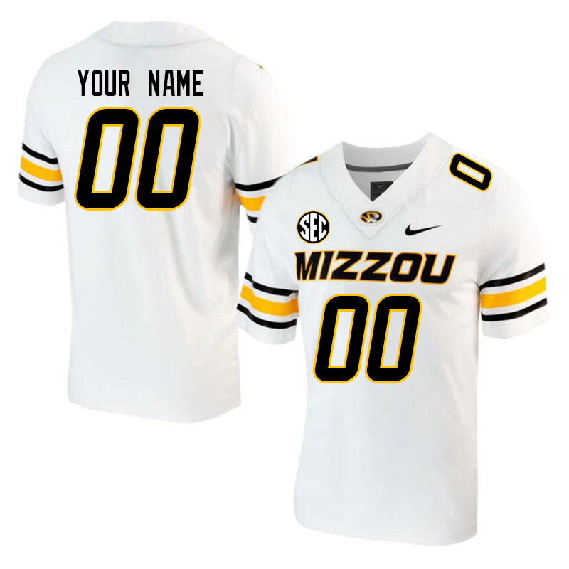 Custom Missouri Tigers Name And Number College Football Jerseys Stitched-White - Click Image to Close